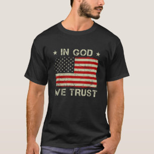 oude Amerikaanse vlag in God wij vertrouwen Chris T-shirt