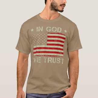 oude Amerikaanse vlag in God wij vertrouwen op T- T-shirt