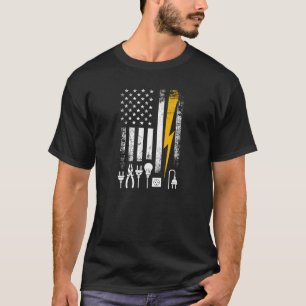 Oude Amerikaanse Vlag Lineman elektricien gereedsc T-shirt