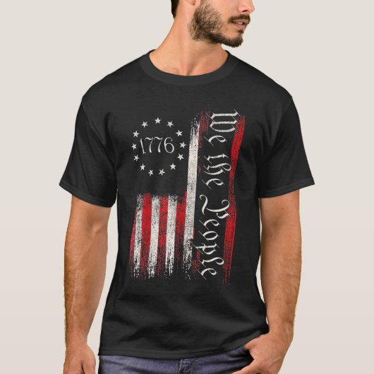Oude Amerikaanse vlag Patriottisch 1776 Wij het vo T-shirt (Voorkant)