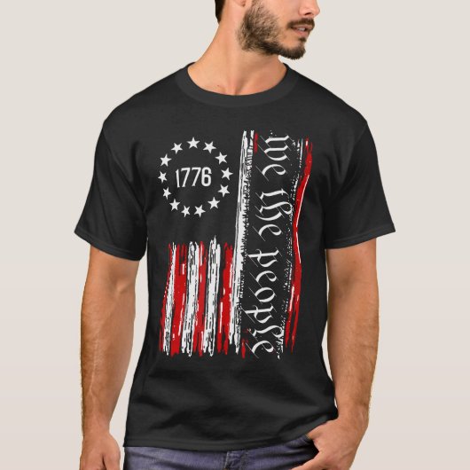 Oude Amerikaanse vlag Patriottisch 1776 Wij het vo T-shirt (Voorkant)