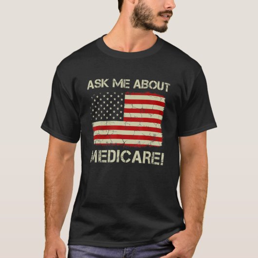 oude Amerikaanse vlag Vraag me over medicijnen T-shirt (Voorkant)