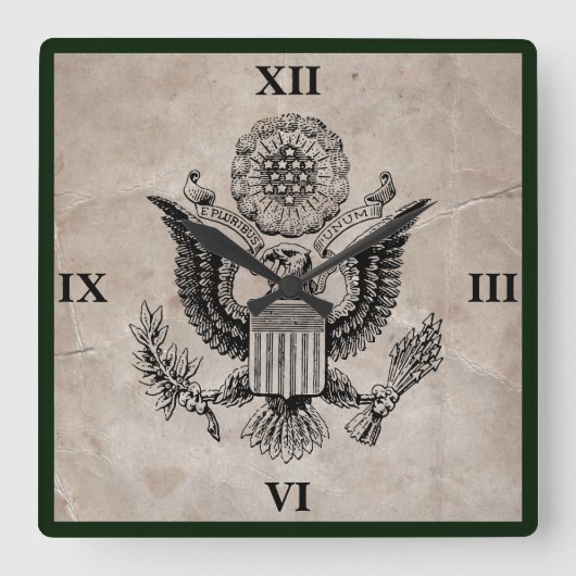 Oude Amerikaanse wapenstilstand met Fashioned Amer Vierkante Klok (Voorkant)