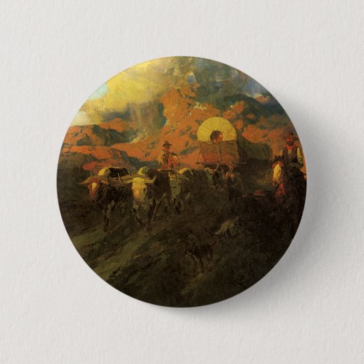 Oude Amerikaanse West, Overland Trail van Johnson Ronde Button 5,7 Cm (Voorkant)