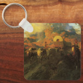 Oude Amerikaanse West, Overland Trail van Johnson Sleutelhanger (Voorkant)