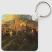 Oude Amerikaanse West, Overland Trail van Johnson Sleutelhanger (Achterkant)