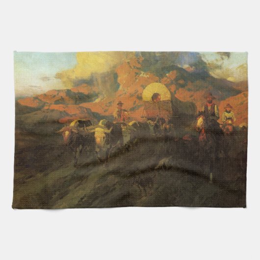 Oude Amerikaanse West, Overland Trail van Johnson Theedoek (Horizontaal)