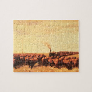 Oude Amerikaanse Westerse kunst, tegengehouden doo Legpuzzel