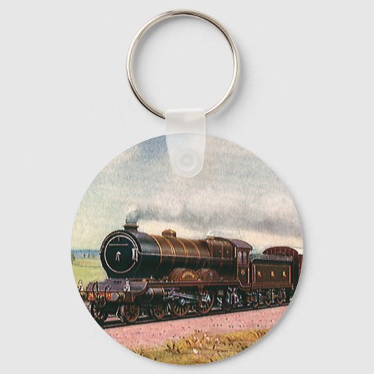 Oude Amerikaanse Westerse Trein Sleutelhanger (Voorkant)