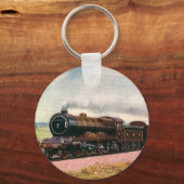 Oude Amerikaanse Westerse Trein Sleutelhanger (Voorkant)
