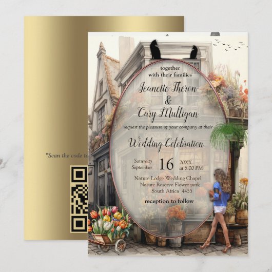 Oude Amsterdamse Bloemenwinkel Anton Pieck stijl K Kaart (Voorkant / Achterkant)