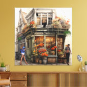 Oude Amsterdamse Bloemenwinkel Kunst Canvas Afdruk (Insitu (Woonkamer))