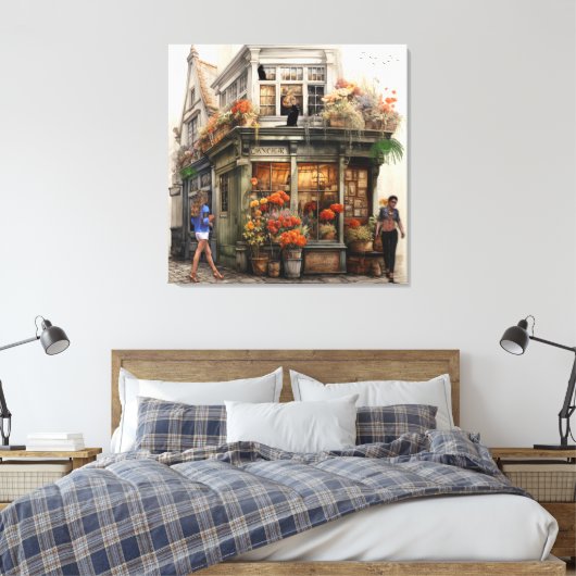 Oude Amsterdamse Bloemenwinkel Kunst Canvas Afdruk (Insitu (Slaapkamer))