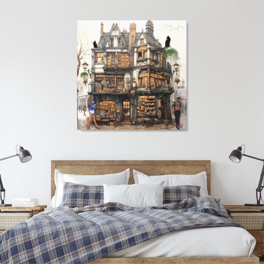 Oude Amsterdamse Boekhandel Kunst Canvas Afdruk (Insitu (Slaapkamer))