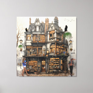 Oude Amsterdamse Boekhandel Kunst Canvas Afdruk