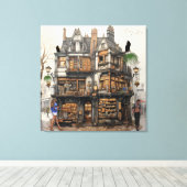 Oude Amsterdamse Boekhandel Kunst Canvas Afdruk (Insitu (Houten vloer))