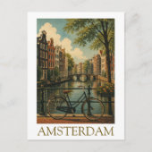 Oude Amsterdamse Grachtenfiets Retro Reizen Briefkaart (Voorkant)
