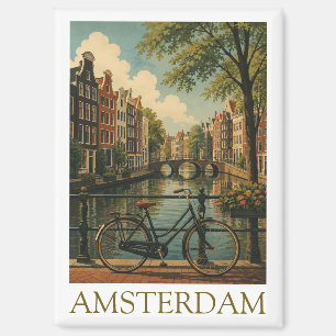 Oude Amsterdamse Grachtenfiets Retro Reizen Magneet