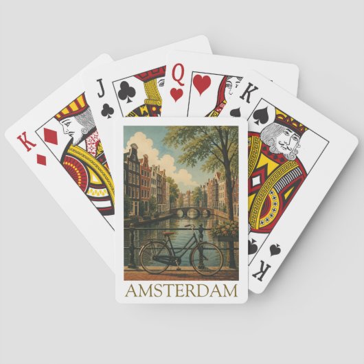Oude Amsterdamse Grachtenfiets Retro Reizen Pokerkaarten (Achterkant)