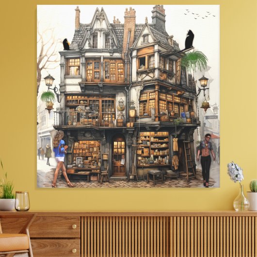 Oude Amsterdamse Kunst Canvas Afdruk (Insitu (Woonkamer))
