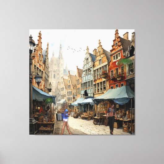 Oude Amsterdamse Kunst Canvas Afdruk (Voorkant)