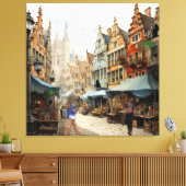 Oude Amsterdamse Kunst Canvas Afdruk (Insitu (Woonkamer))