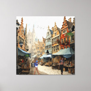 Oude Amsterdamse Kunst Canvas Afdruk