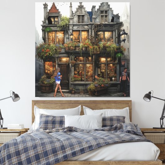 Oude Amsterdamse Kunst Canvas Afdruk (Insitu (Slaapkamer))