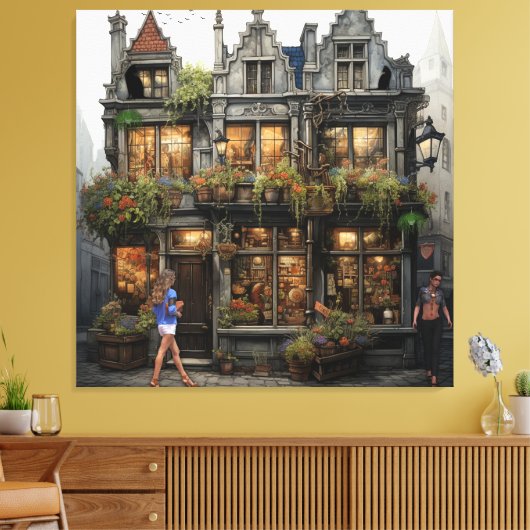 Oude Amsterdamse Kunst Canvas Afdruk (Insitu (Woonkamer))