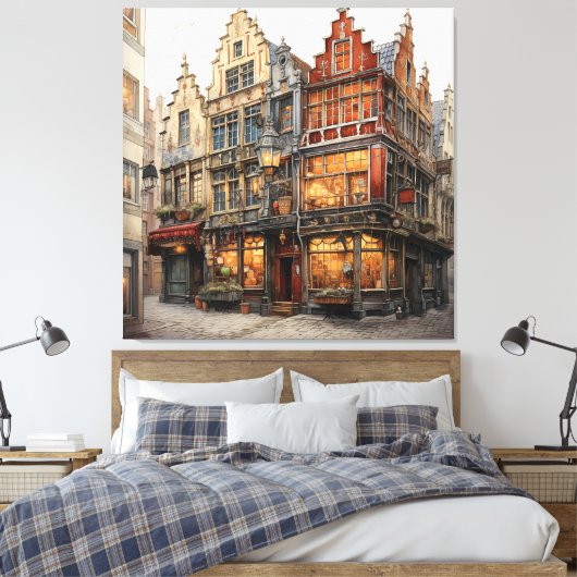 Oude Amsterdamse Kunst Canvas Afdruk (Insitu (Slaapkamer))
