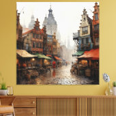 Oude Amsterdamse Kunst Canvas Afdruk (Insitu (Woonkamer))