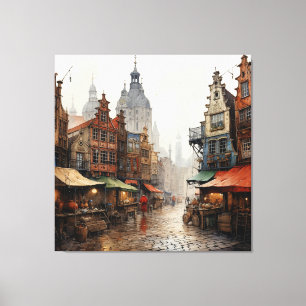 Oude Amsterdamse Kunst Canvas Afdruk