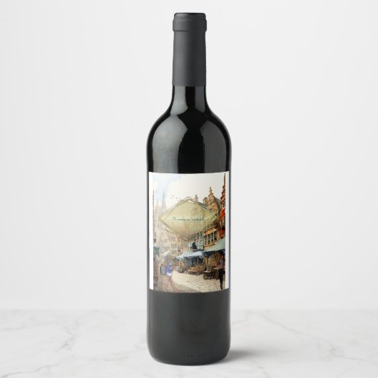 Oude Amsterdamse Kunst Wijn Etiket (Voorkant)