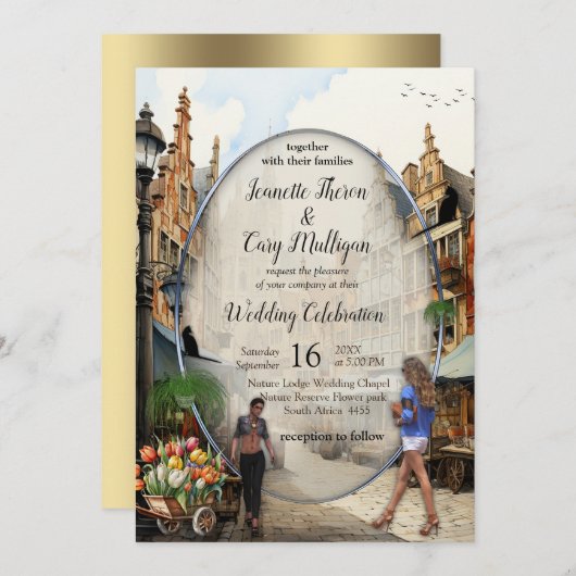 Oude Amsterdamse Markt Anton Pieck stijl Kunst Kaart (Voorkant / Achterkant)