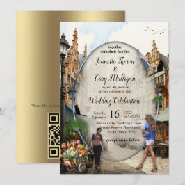 Oude Amsterdamse Markt Anton Pieck stijl Kunst Kaart