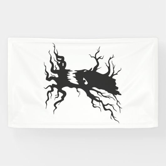 Oude angstaanjagende boom Halloween Spandoek (Horizontaal)