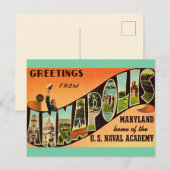 Oude Annapolis MD Groet Briefkaart (Voorkant / Achterkant)
