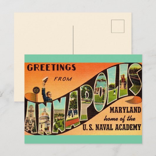 Oude Annapolis MD Groet Briefkaart (Voorkant / Achterkant)