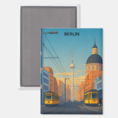 Oude ansicht van Berlijn Duitsland Tram Straatbeel Magneet (Voorkant / Achterkant)