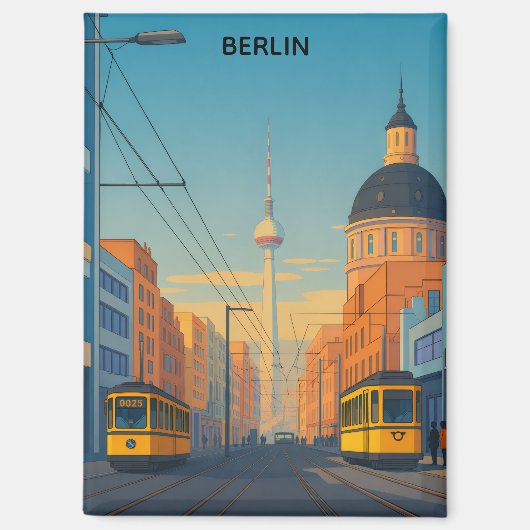 Oude ansicht van Berlijn Duitsland Tram Straatbeel Magneet (Voorkant)