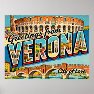 Oude ansichten van Verona Poster