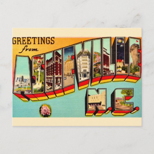 Oude ansichtkaart Asheville NC Briefkaart (Voorkant)