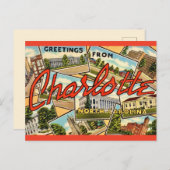 Oude ansichtkaart Charlotte NC Briefkaart (Voorkant / Achterkant)