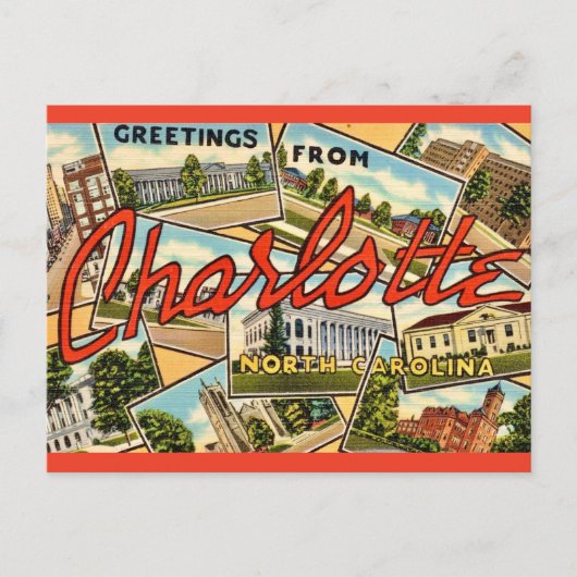 Oude ansichtkaart Charlotte NC Briefkaart (Voorkant)