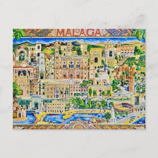 Oude ansichtkaart Malaga Spanje Briefkaart (Voorkant)
