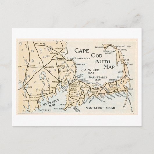 Oude ansichtkaart met automap van Cape Cod Briefkaart (Voorkant)