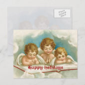 Oude ansichtkaart met drie schattige biddende enge feestdagenkaart (Voorkant / Achterkant)