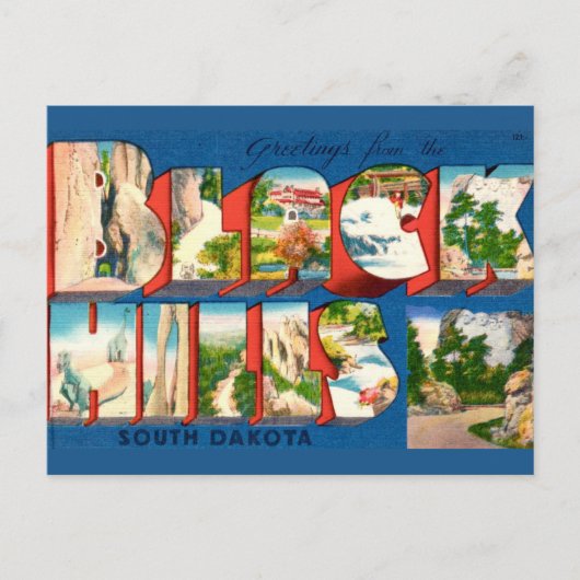 Oude ansichtkaart met groet uit Black Hills SD Briefkaart (Voorkant)