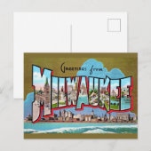 Oude ansichtkaart met groet uit Milwaukee Briefkaart (Voorkant / Achterkant)