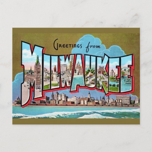 Oude ansichtkaart met groet uit Milwaukee Briefkaart (Voorkant)
